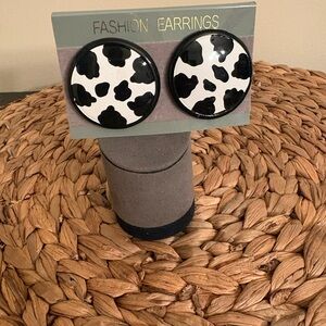 Black and White Cow Print Earrings